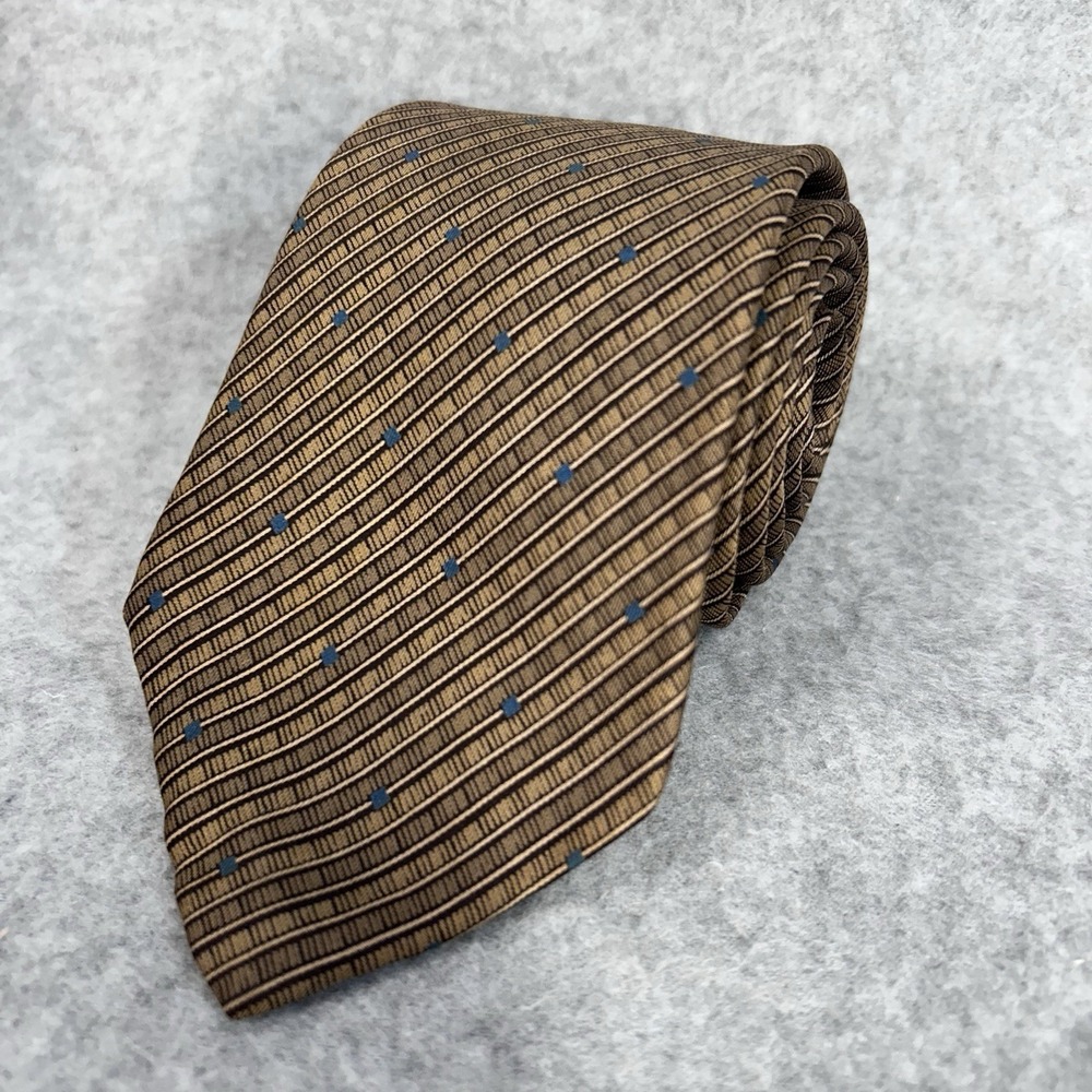 Vintage Don Loper Tie Mens Brown Stripe Woven Silk Classic Necktie Beverly Hills